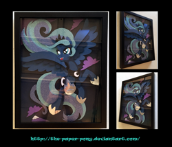 Size: 1325x1132 | Tagged: safe, artist:the-paper-pony, princess luna, alicorn, pony, craft, photo, shadowbox, solo, spread wings