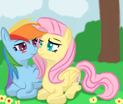 Size: 742x625 | Tagged: safe, artist:eminsama, edit, fluttershy, rainbow dash, pegasus, pony, female, flutterdash, lesbian, shipping