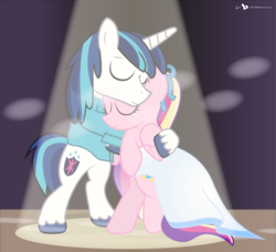 Size: 1500x1370 | Tagged: safe, artist:dm29, princess cadance, shining armor, alicorn, pony, unicorn, clothes, dancing, embrace, female, male, shiningcadance, shipping, straight, younger