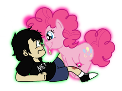 Size: 454x340 | Tagged: safe, artist:allhailweegee, pinkie pie, human, bandage, crossover, dan, dan vs, filly, younger