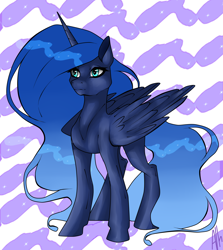 Size: 1280x1437 | Tagged: safe, artist:alhimchenko, princess luna, alicorn, pony, folded wings, simple background, solo