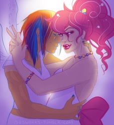 Size: 1200x1319 | Tagged: safe, artist:glasmond, pinkie pie, rainbow dash, female, humanized, lesbian, pinkiedash, shipping