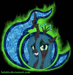 Size: 883x905 | Tagged: safe, artist:salahir, queen chrysalis, changeling, changeling queen, black background, chaos, crossover, emblem, female, simple background, solo, tzeentch, warhammer (game), warhammer 40k