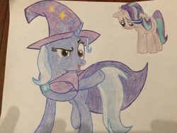 Size: 2048x1537 | Tagged: safe, artist:schufflez4380, derpibooru import, starlight glimmer, trixie, pony, traditional art