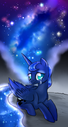 Size: 546x1016 | Tagged: safe, artist:not-ordinary-pony, princess luna, alicorn, pony, crying, female, horn, mare, solo