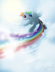 Size: 618x800 | Tagged: safe, artist:aylastardragon, rainbow dash, pegasus, pony, cloud, female, flying, mare, open mouth, profile, sky, solo