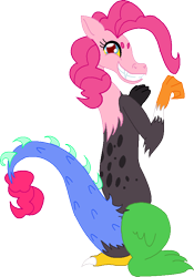 Size: 595x851 | Tagged: safe, artist:cdla, pinkie pie, draconequus, chaos magic, draconequified, pinkonequus, solo, species swap, xk-class end-of-the-world scenario