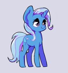 Size: 638x680 | Tagged: safe, artist:ivyredmond, derpibooru import, trixie, pony, unicorn, cute, diatrixes, female, gray background, mare, simple background, smiling, solo