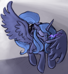 Size: 1359x1475 | Tagged: safe, artist:remains, princess luna, alicorn, pony, dark magic, devious smile, female, magic, nightmare luna, s1 luna, solo, sombra eyes