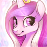 Size: 95x95 | Tagged: safe, artist:yamashta, princess cadance, alicorn, pony, crown, female, horn, mare, multicolored mane, solo