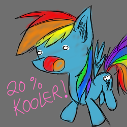 Size: 900x900 | Tagged: safe, artist:obstreperoussynapse, rainbow dash, pegasus, pony, 20% cooler, blue coat, female, mare, multicolored mane, solo, sweetie derelle