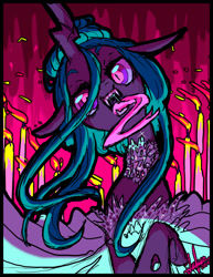 Size: 900x1165 | Tagged: safe, artist:candys-killer, queen chrysalis, changeling, changeling queen, female, solo, tongue out
