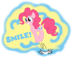 Size: 1024x831 | Tagged: safe, artist:quarium, pinkie pie, earth pony, pony, hopping, pronking, smiling, solo