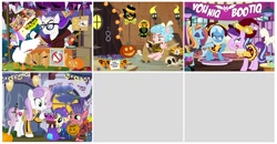 Size: 1100x572 | Tagged: safe, artist:pixelkitties, derpibooru import, cozy glow, sassy saddles, starlight glimmer, sweetie belle, trixie, bird, goose, pegasus, pony, beatrix kiddo, clothes, costume, female, filly, halloween, holiday, jack-o-lantern, jim miller, kill bill, older, older sweetie belle, pixelkitties' brilliant autograph media artwork, pumpkin, torch, untitled goose game, wip