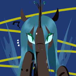 Size: 1000x1000 | Tagged: safe, artist:jun, queen chrysalis, changeling, changeling queen, blushing, female, pixiv, solo