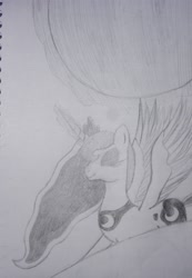 Size: 2513x3634 | Tagged: safe, artist:deannaphantom13, princess luna, alicorn, pony, eyes closed, solo, traditional art