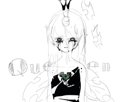 Size: 1280x1024 | Tagged: safe, artist:tsuyukomiharu, queen chrysalis, human, crying, horned humanization, humanized, solo, winged humanization