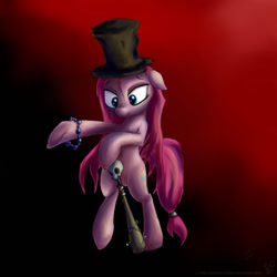 Size: 900x900 | Tagged: safe, artist:rule1of1coldfire, pinkie pie, earth pony, pony, hat, pinkamena diane pie, top hat, voodoo