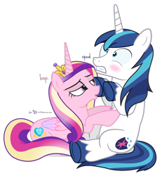 Size: 900x975 | Tagged: safe, artist:dm29, princess cadance, shining armor, alicorn, pony, unicorn, bedroom eyes, blushing, boop, chest fluff, cute, female, fluffy, gritted teeth, male, shining adorable, shiningcadance, shipping, simple background, sitting, smiling, straight, transparent background, underhoof, vector, weak point, wide eyes