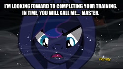 Size: 854x480 | Tagged: safe, screencap, princess luna, alicorn, pony, a hearth's warming tail, darth luna, discovery family logo, emperor palpatine, luna is palpatine, meme, return of the jedi, spirit, spirit of hearth's warming yet to come, star wars