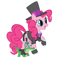 Size: 5000x5000 | Tagged: safe, artist:star-burn, gummy, pinkie pie, earth pony, pony, absurd resolution, clothes, simple background, spats, transparent background, tuxedo, vector