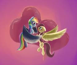 Size: 1900x1600 | Tagged: safe, artist:hiponov, fluttershy, rainbow dash, pegasus, pony, female, flutterdash, heart, lesbian, shipping