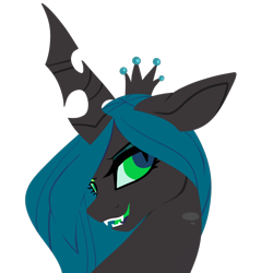 Size: 1000x1000 | Tagged: safe, artist:mintatheena, queen chrysalis, changeling, changeling queen, female, smiling, solo