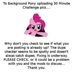 Size: 400x400 | Tagged: safe, pinkie pie, earth pony, pony, background pony, meta, request, text