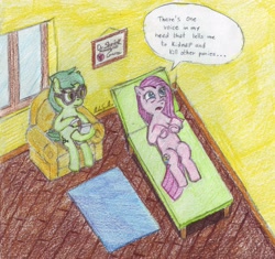 Size: 3132x2947 | Tagged: safe, artist:mr-uhrig, pinkie pie, earth pony, pony, comic, high res, pinkamena diane pie, psychologist, therapy