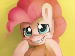 Size: 1133x850 | Tagged: safe, artist:dhui, pinkie pie, earth pony, pony, female, mare, pink coat, pink mane, smiling, solo