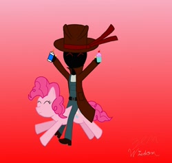 Size: 1581x1498 | Tagged: safe, artist:necros66, pinkie pie, earth pony, human, pony, female, krastos the gluemaker, mare