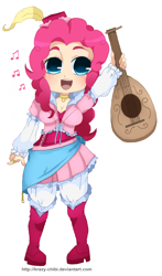 Size: 676x1152 | Tagged: safe, artist:krazy-chibi, pinkie pie, bard, final fantasy, humanized, lute, solo