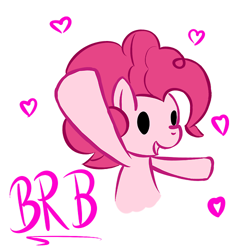 Size: 500x500 | Tagged: safe, artist:pinkieinprivate, pinkie pie, earth pony, pony, brb, female, mare, pink coat, pink mane, solo