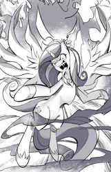 Size: 514x800 | Tagged: safe, artist:koyoimitsuki, princess cadance, alicorn, pony, evil, grayscale, monochrome, solo