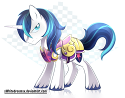 Size: 3835x3000 | Tagged: safe, artist:xwhitedreamsx, shining armor, pony, unicorn, glare, horn, male, solo, stallion, white coat