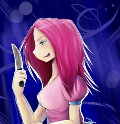 Size: 1000x1032 | Tagged: safe, artist:skyeypony, pinkie pie, female, humanized, pink hair, pinkamena diane pie, solo