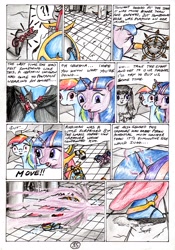 Size: 2423x3463 | Tagged: safe, artist:40kponyguy, derpibooru exclusive, derpibooru import, octavia melody, rainbow dash, trixie, twilight sparkle, twilight sparkle (alicorn), alicorn, earth pony, pegasus, pony, 40kponyguy's the staff of aurelian, ahzek ahriman, alicorn amulet, comic, crossover, traditional art, warhammer (game), warhammer 40k