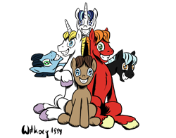 Size: 2688x2112 | Tagged: safe, artist:witkacy1994, big macintosh, blues, doctor whooves, noteworthy, prince blueblood, shining armor, soarin', thunderlane, earth pony, pony, unicorn, equalized, grin, male, simple background, sitting, smiling, stallion, stallions of harmony, transparent background, wide eyes