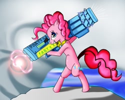 Size: 1054x848 | Tagged: safe, artist:dragodraconis, pinkie pie, earth pony, pony, female, mare, party cannon, pink coat, pink mane, solo
