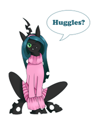 Size: 1024x1226 | Tagged: safe, artist:kmwolf, queen chrysalis, changeling, changeling queen, nymph, clothes, cute, cutealis, dialogue, female, filly, filly queen chrysalis, foal, hairband, head tilt, hug request, huggle, looking at you, one eye closed, smiling, smiling at you, solo, sweater, teenager, wink, younger