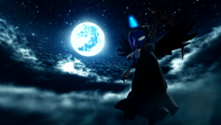 Size: 1920x1080 | Tagged: safe, artist:powdan, princess luna, alicorn, pony, a hearth's warming tail, 3d, cloak, clothes, cloud, female, gmod, grim reaper, magic, night, scythe, solo, spirit of hearth's warming yet to come