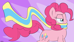 Size: 1920x1080 | Tagged: dead source, safe, artist:ritzin, pinkie pie, pony, clothes, female, scarf, solo