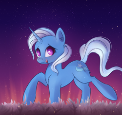 Size: 1634x1548 | Tagged: safe, artist:autumnvoyage, derpibooru import, trixie, pony, unicorn, cute, diatrixes, female, mare, solo, starry night, stars