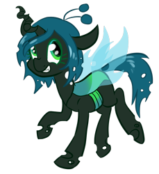 Size: 800x875 | Tagged: safe, artist:lavendeerdraws, queen chrysalis, changeling, changeling queen, cute, cutealis, grin, simple background, smiling, solo, transparent background, younger