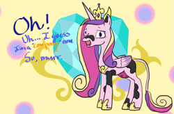 Size: 1261x825 | Tagged: safe, artist:doodledoothedue, princess cadance, cow, cowified, princess cowdance, solo, species swap, udder