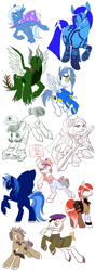 Size: 900x2532 | Tagged: safe, artist:zaphy1415926, derpibooru import, trixie, earth pony, pegasus, pony, unicorn, cap, clothes, cortana, glasses, hat, hatchet, holster, hoodie, leon trotsky, mario, mouth hold, necktie, ponified