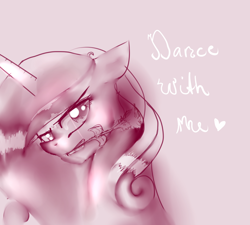 Size: 1024x921 | Tagged: safe, artist:rflzqt, princess cadance, alicorn, pony, female, horn, looking at you, monochrome