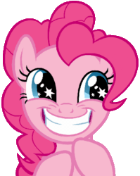 Size: 382x479 | Tagged: safe, pinkie pie, earth pony, pony, animated, excited, grin, happy, rubbing hooves, simple background, smiling, solo, starry eyes, transparent background, wingding eyes