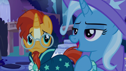 Size: 1280x720 | Tagged: safe, derpibooru import, screencap, sunburst, trixie, pony, student counsel