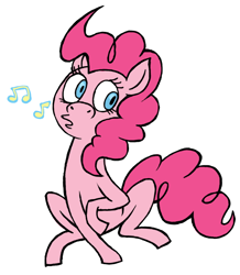 Size: 594x682 | Tagged: safe, artist:darlimondoll, pinkie pie, earth pony, pony, female, mare, pink coat, pink mane, solo, whistling